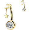 Titane Piercing Nombril lune étoilée zircone pendentif Enfoncer
