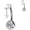 Titane Piercing Nombril lune étoilée zircone pendentif Enfoncer