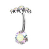 Titanium Belly Button Piercing Fan Folder Zirconia Push-In