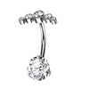 Titanium Belly Button Piercing Fan Folder Zirconia Push-In