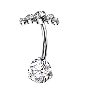 Titanium Belly Button Piercing Fan Folder Zirconia Push-In