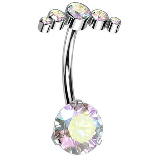 Titanium Belly Button Piercing Fan Folder Zirconia Push-In
