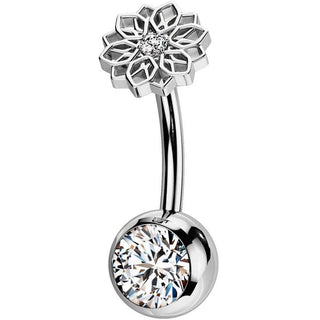 Titane Piercing Nombril fleur zircone Enfoncer