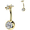Titane Piercing Nombril fleur zircone Enfoncer