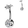 Titane Piercing Nombril fleur zircone Enfoncer