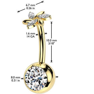 Titane Piercing Nombril fleur zircone Enfoncer