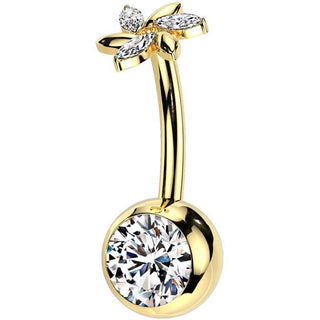Titane Piercing Nombril fleur zircone Enfoncer