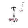 Titanium Belly Button Piercing 3 Zirconia Silver Push-In
