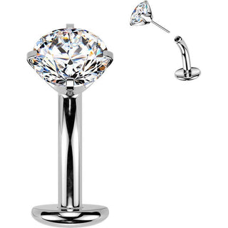 Titanium Belly Button Piercing prong set zirconia Push-In