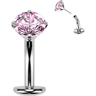 Titanium Belly Button Piercing prong set zirconia Push-In