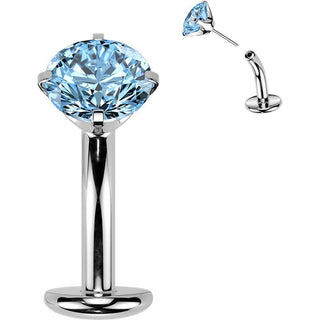 Titanium Belly Button Piercing prong set zirconia Push-In