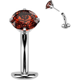 Titanium Belly Button Piercing prong set zirconia Push-In