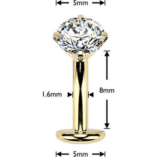 Titanium Belly Button Piercing prong set zirconia Push-In