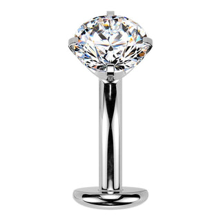 Titanium Belly Button Piercing prong set zirconia Push-In