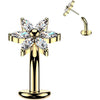 Titanium Belly Button Piercing flower 6 marquise zirconia petals Push-In