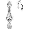 Titane Piercing Nombril 3 larmes zircone pendentif Enfoncer