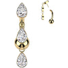 Titane Piercing Nombril 3 larmes zircone pendentif Enfoncer