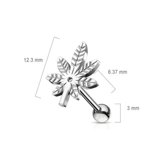 Barbell Hemp Leaf Silver