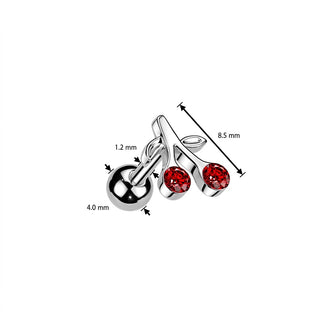Barbell Cherry Zirconia Silver