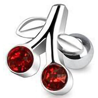 Barbell Cherry Zirconia Silver
