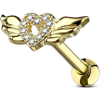 Barbell Heart Wing Zirconia