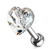 Barbell Heart Zirconia Silver