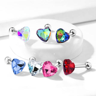 Barbell Heart Zirconia Silver
