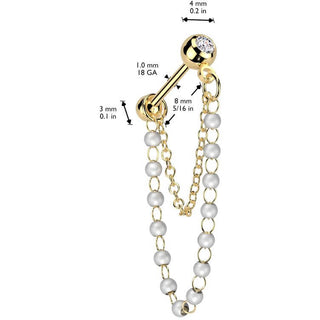 Barbell pearl chain dangle
