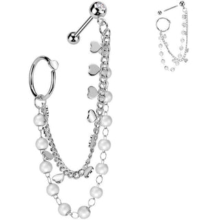 Value Pack barbell heart pearl chain heart hoop