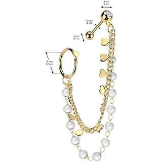 Value Pack barbell heart pearl chain heart hoop