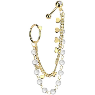 Value Pack barbell heart pearl chain heart hoop