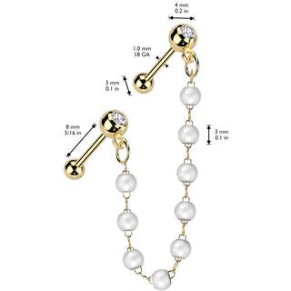 Value Pack two zirconia barbells pearl chain