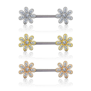 Nipple Piercing Flower Zirconia