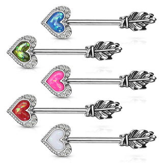 Nipple Piercing Heart Arrow Opal