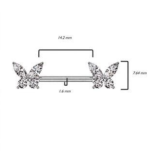 Nipple Piercing Butterfly Zirconia