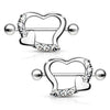 Nipple Piercing Double Heart Zirconia