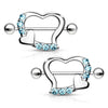 Nipple Piercing Double Heart Zirconia
