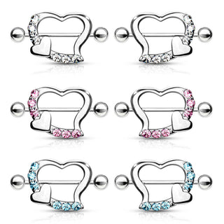 Nipple Piercing Double Heart Zirconia
