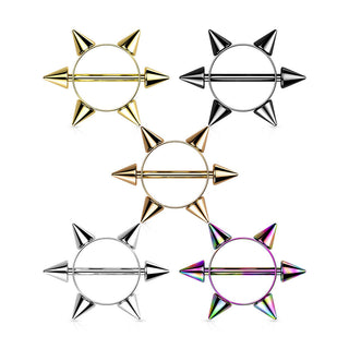 Nipple Piercing Spike Wreath Silver