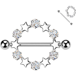 Nipple Piercing star round zirconia
