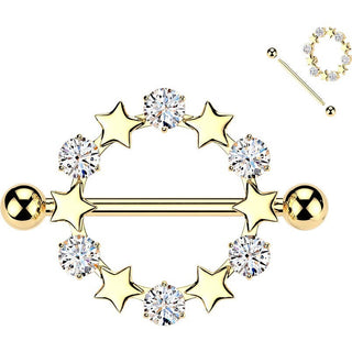Nipple Piercing star round zirconia