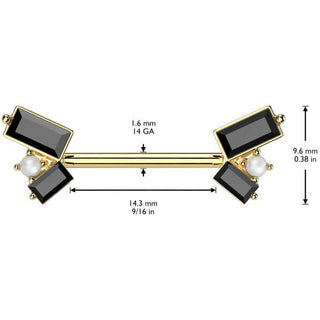Nipple Piercing pearl baguette cut zirconia