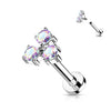 Labret Triangle Zircone Filetage Interne