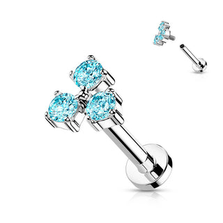 Labret Triangle Zircone Filetage Interne