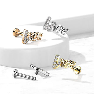 Labret LOVE Zircone Filetage Interne
