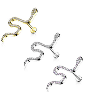 Labret Serpent Zircone Filetage Interne
