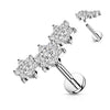 Labret Fleurs Zircone Filetage Interne