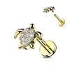 Labret Tortue Marine Zircone Filetage Interne