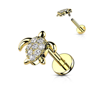 Labret Turtle Zirconia Internally Threaded