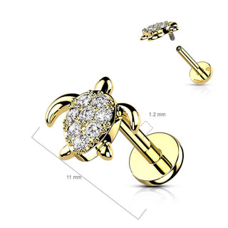 Labret Turtle Zirconia Internally Threaded